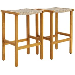 GOFLAME Set of 2 Outdoor Bar Stools 76cm Bar Height Chairs Patio High Stools Set