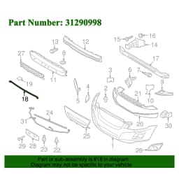 magickit Front Grille Upper Molding Trim Strip For Volvo XC60 2010 2011 2012 2013 Chrome Decorative Strip replace for 31290998