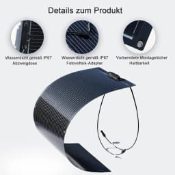 WUZECK 200W Flexible Monocrystalline Solar Panel Kit, 2 Pieces 100W Solar Modules, 20A 12V/24V Solar Charge Controller and Solar Cable, Off Grid Power for 12V Batteries, Motorhome, Camper, Balcony, Camping, Home Use