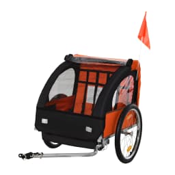 HOMCOM 18m+ 2-Seat Child Bike Trailer for Kid w/ Steel Frame Seat Belt