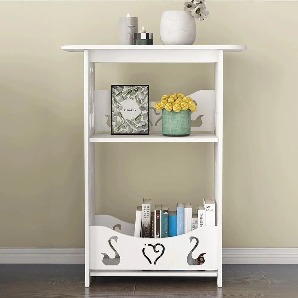 Nordic modern living room side table double layer PVC coffee table living room shelf storage table bedside table