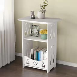 Nordic modern living room side table double layer PVC coffee table living room shelf storage table bedside table