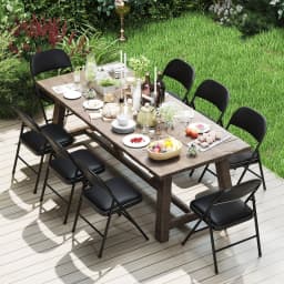 GOFLAME 2 Pack Folding Chairs Padded Party Chairs with Metal Frame-Black