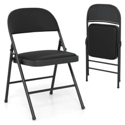 GOFLAME 2 Pack Folding Chairs Padded Party Chairs with Metal Frame-Black