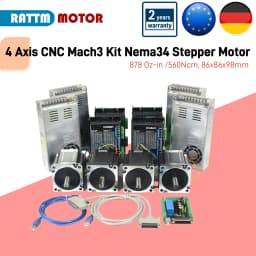 【EU Stock】4 Axis CNC Mach3 Controller Nema34 Stepper Motor 98mm + DM860S Driver + A145 breakout board + Switching Power Supply