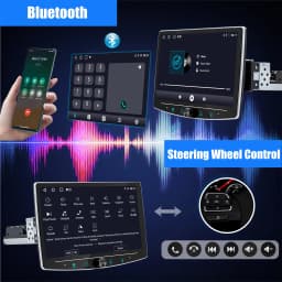 ESSGOO 10.1" 1 DIN Touch screen Universal Wireless carplay Android auto Car Stereo Radio 64G Android 14 GPS NAVI SWC BT MIC WIFI
