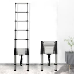 EFAN Extension Ladders 12.5FT/3.8M Stainless Steel Telescopic Folding Portable Extendable Ladder for Home, EN131,150KG Max Load