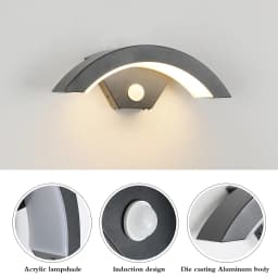 Modern Wall Sconce 24W Wall Light with Motion Sensor, 3000K Black Warm Light Wall Lamp, Outdoor Lamp Applique Murale for Hallway
