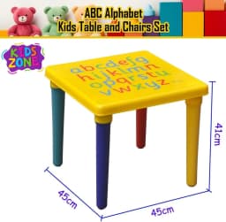 ABC Alphabet Kids Plastic Table Set Toddler Table and Chair Set for 3-7 Year Olds Educational Fun Furniture for Learning