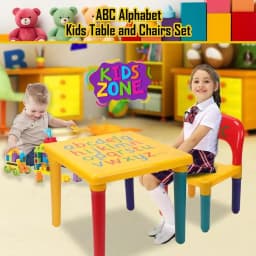 ABC Alphabet Kids Plastic Table Set Toddler Table and Chair Set for 3-7 Year Olds Educational Fun Furniture for Learning