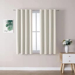 【Lifeideas】Solid Colour Grommet Top Polyester 100% Blackout Curtains Pair Home Decoration Windows Doors