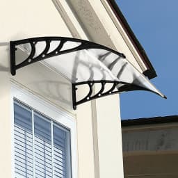 Outsunny Curved Window Canopy, Aluminium Polycarbonate Awning, 120x75cm, White