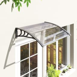 Outsunny Curved Window Canopy, Aluminium Polycarbonate Awning, 120x75cm, White