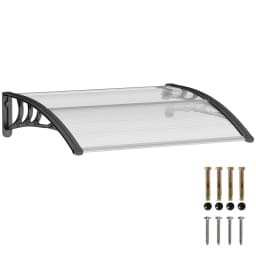 Outsunny Curved Window Canopy, Aluminium Polycarbonate Awning, 120x75cm, White