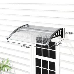 Outsunny Curved Window Canopy, Aluminium Polycarbonate Awning, 120x75cm, White