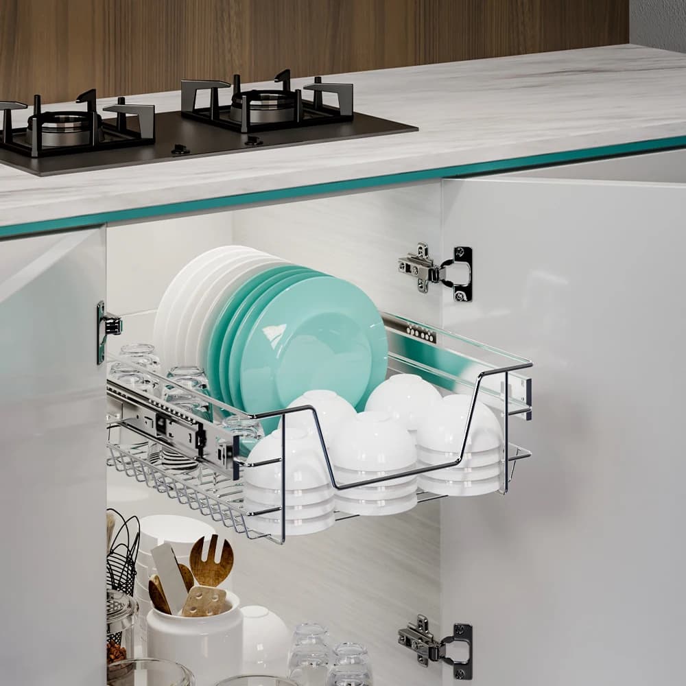 【Lifeideas】Metal Sliding Kitchen Cabinet Pull Out Wire Basket Organizer Sliding Drawer Storage for Inside Kitchen Cabinet