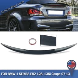 Car Rear Roof Trunk Spoilers Fits For BMW E82 128i 135i Coupe 2007-2013 Carbon Fiber Look Rear Trunk Lid Spoiler Wing Tail Fin