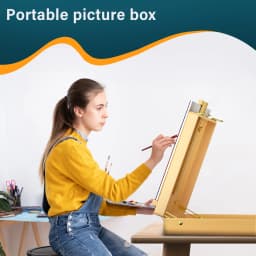Portable Foldable Wooden Table Case Easel With Drawers, Wooden Tabletop Easel For Artists, Suitable For Painting And Drawing