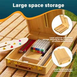 Portable Foldable Wooden Table Case Easel With Drawers, Wooden Tabletop Easel For Artists, Suitable For Painting And Drawing