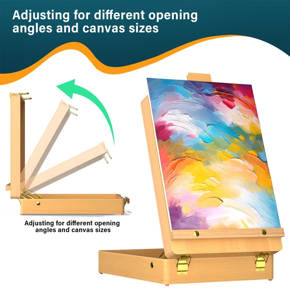 Portable Foldable Wooden Table Case Easel With Drawers, Wooden Tabletop Easel For Artists, Suitable For Painting And Drawing