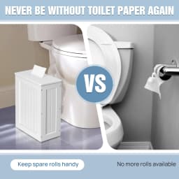 DayPlus Bathroom Storage Unit, Toilet Paper Organizer Storage Cupboard, White Wooden Tidy Storage Box, Toilet Roll Paper Cabinet
