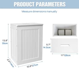 DayPlus Bathroom Storage Unit, Toilet Paper Organizer Storage Cupboard, White Wooden Tidy Storage Box, Toilet Roll Paper Cabinet