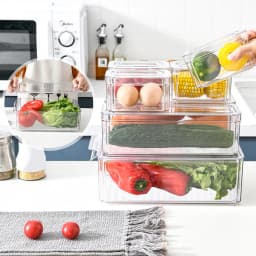 Voltsify Set of 7 Nesting Refrigerator Organiser Transparent Food Storage Containers