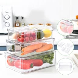Voltsify Set of 7 Nesting Refrigerator Organiser Transparent Food Storage Containers