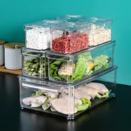 Voltsify Set of 7 Nesting Refrigerator Organiser Transparent Food Storage Containers