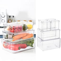Voltsify Set of 7 Nesting Refrigerator Organiser Transparent Food Storage Containers