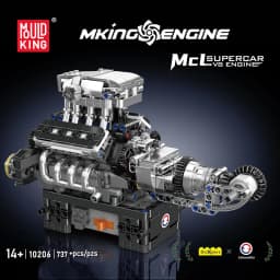 Mould King 10206 Technical Car Engine Toys The Motorized SuperCar V8 Engine Building Block Assembly Brick Kids Christmas Gift