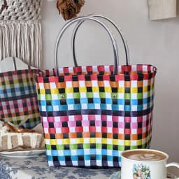 Woven Camping Tote Bag for Picnic Beach Vacations - Vegetable Basket