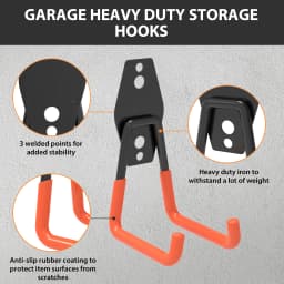 10 Pack Heavy Duty Garage Hooks with 2 Extension Cord Holder, Utility Steel Storage Hooks, Wall Mount Hooks