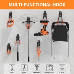 10 Pack Heavy Duty Garage Hooks with 2 Extension Cord Holder, Utility Steel Storage Hooks, Wall Mount Hooks