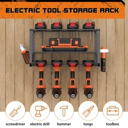 Cordless Drill Storage, Power Tool Storage, Floating Tool Rack, Wall Mounted Tool Organiser, Holds 4 Drill Racks, 1 Pack of 3 Tier