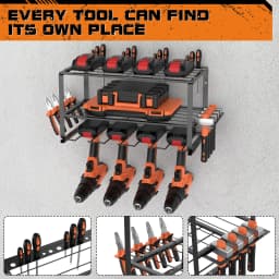 Cordless Drill Storage, Power Tool Storage, Floating Tool Rack, Wall Mounted Tool Organiser, Holds 4 Drill Racks, 1 Pack of 3 Tier