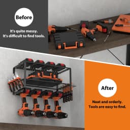 Cordless Drill Storage, Power Tool Storage, Floating Tool Rack, Wall Mounted Tool Organiser, Holds 4 Drill Racks, 1 Pack of 3 Tier