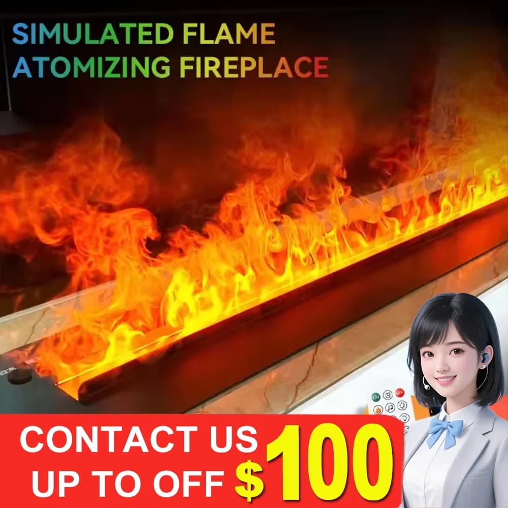Steam Fireplace with Remote Control Realistic Flame Effect Eco-Friendly& Energy Saving Safe for Kids & Pets Modern Home Decor