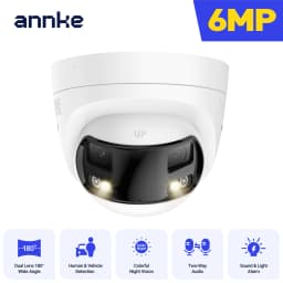 ANNKE 8MP 4K 6MP Camera Security Dual Lens Human Detect Two Way Audio 180° Wide View Angle Panoramic Dual Lens Poe IP Camera