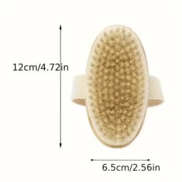Wooden Bath Brush with Anti-Slip Strap - Body Exfoliator for Wet or Dry Brushing, No Battery Required - Unscented and Eco-Friend