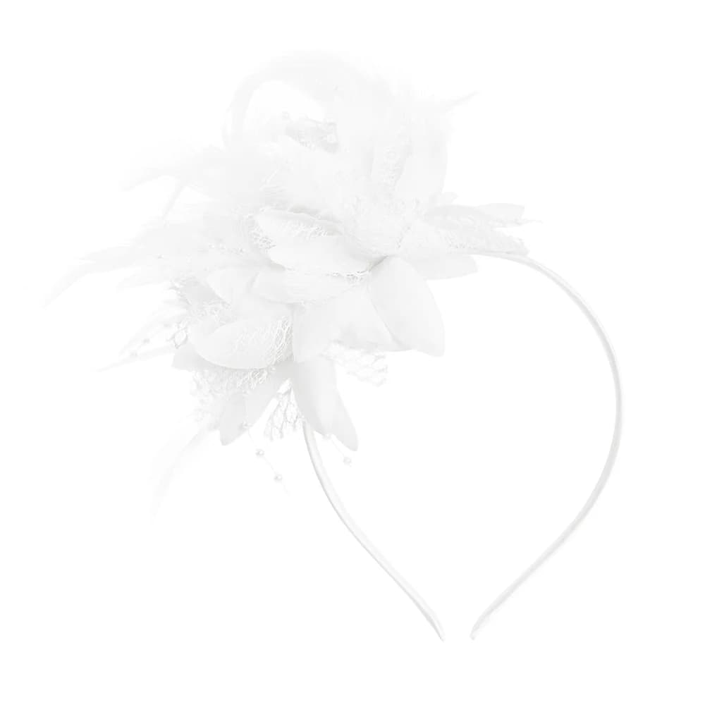 Voltsify Feather Flower Fascinator Headband