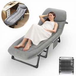 Portable Folding Bed Rollaway Bed Office Nap Camp Bed Multi-functional Recliner Single Bed with Pillow 190*66*35cm