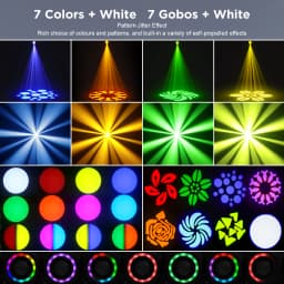 LeLeght 150W LED Beam Pattern Moving Head Stage Effect Lighting 8 Patterns DMX512 Master-Slave for DJ Show Concert Party KTV
