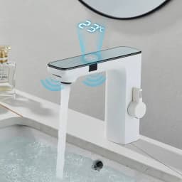 Smart Sensor Basin Faucet Screen Digital Display Hot Cold Water Mixer Tap Touchless Vanity Sink Faucet Automatic Switch Faucets
