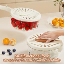 Collapsible Expandable Fruit Vegetable Filter Cup with Spoon Set for Fridge Kitchen Storage & Organization, Refrigerator Fresh B