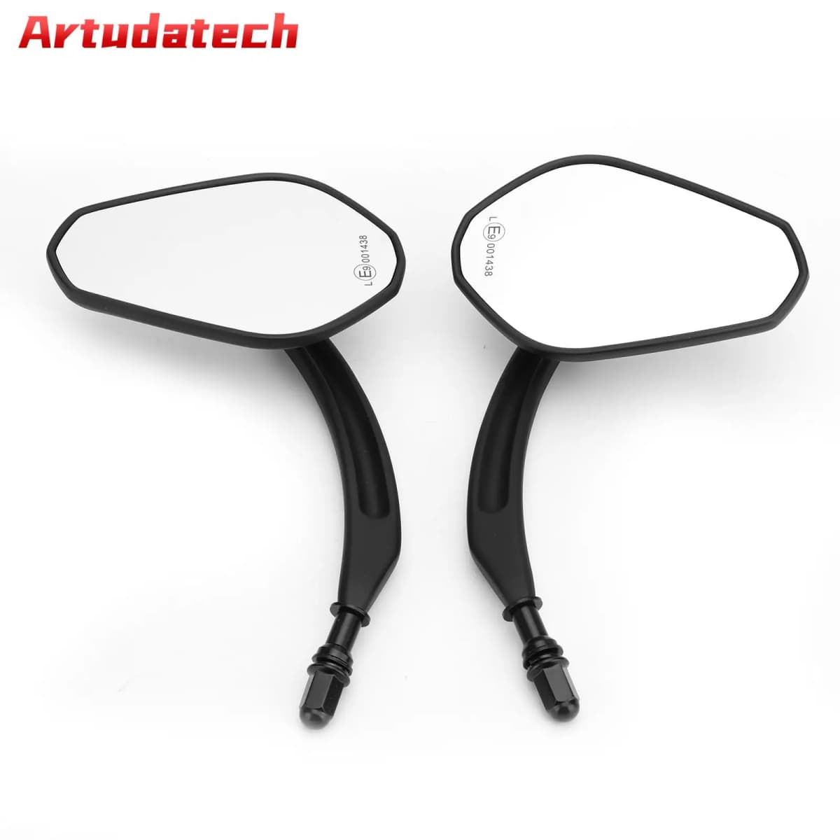 Artudatech Black Diamond Rear View Mirrors Motorcycle For Cruiser Touring Chopper Sportster