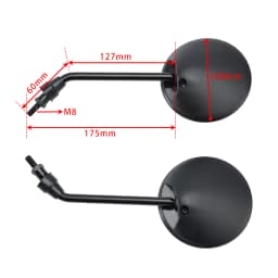 Artudatech Pair Black Rearview Mirror M8x1.25 For Simson S50 S51 S53 SR50 Schwalbe KR51