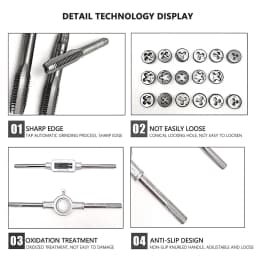 Professional 32/40/110Pcs Metric Tap and Die Set Nut Bolt Screw Thread Steel Pitch Gauge Bearing Steel Threading Tool with Case