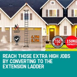 5.7M Heavy Duty Aluminium Folding Step Ladder Multi-Purpose 14 in 1 Combination Extendable Ladder 20 Steps