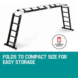 5.7M Heavy Duty Aluminium Folding Step Ladder Multi-Purpose 14 in 1 Combination Extendable Ladder 20 Steps
